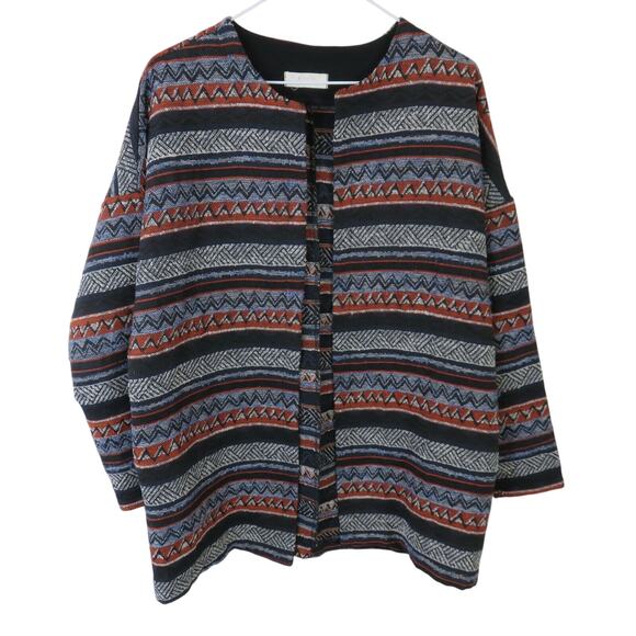 Elodie Jackets & Blazers - Elodie Woven Tapestry Open Front Cardigan Jacket - Women's L